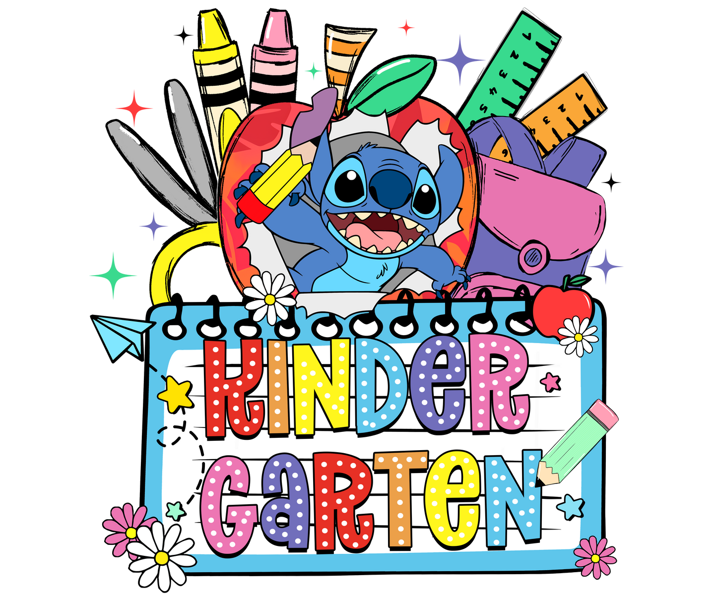 1001-Blue Alien Crayon Back to School Shirt
