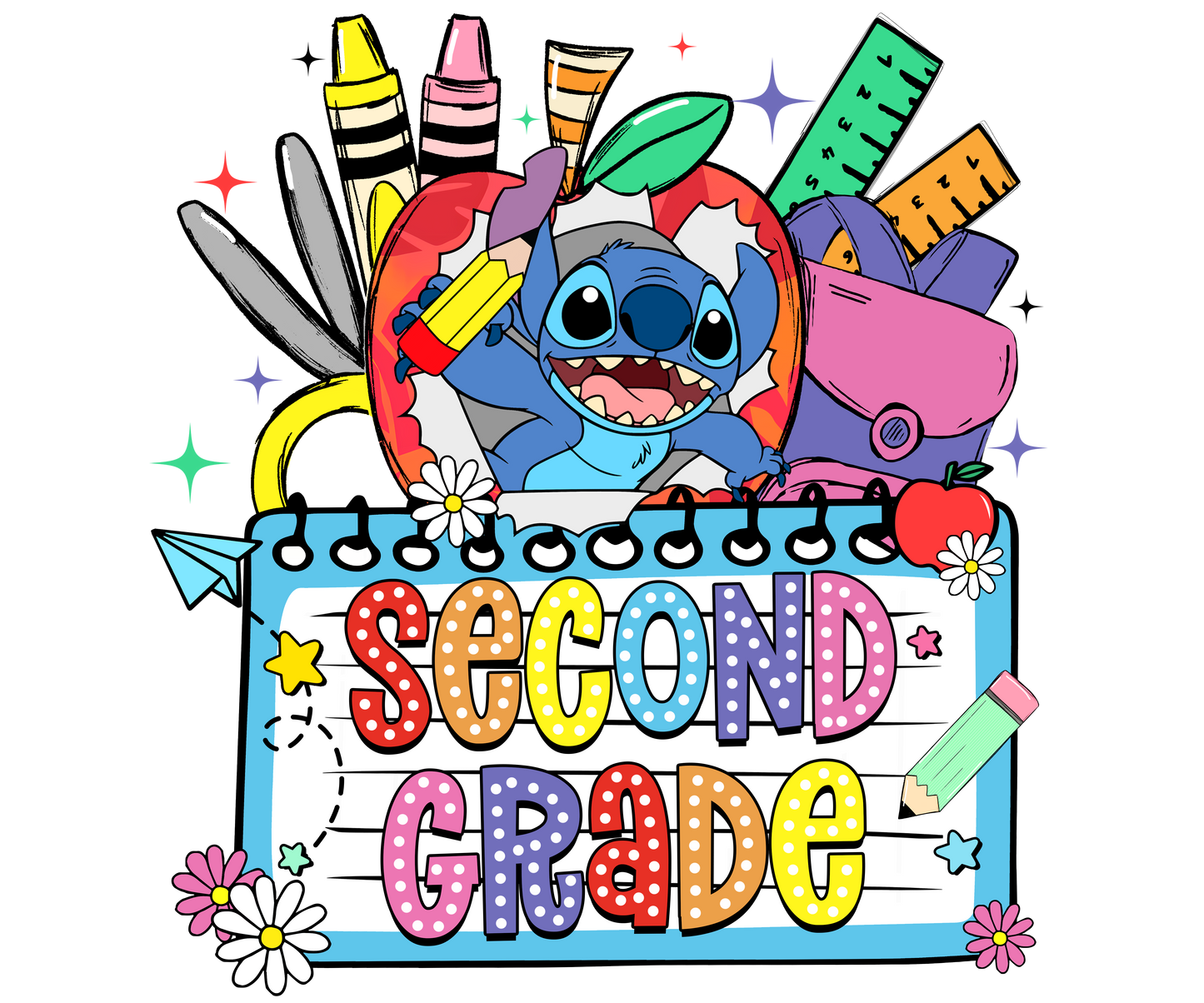 1001-Blue Alien Crayon Back to School Shirt