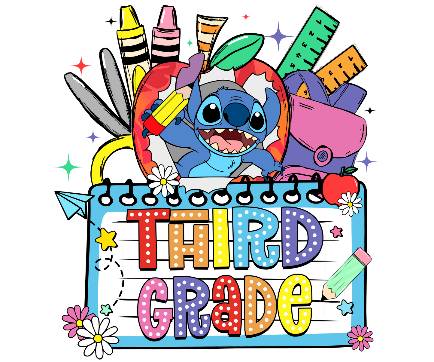 1001-Blue Alien Crayon Back to School Shirt
