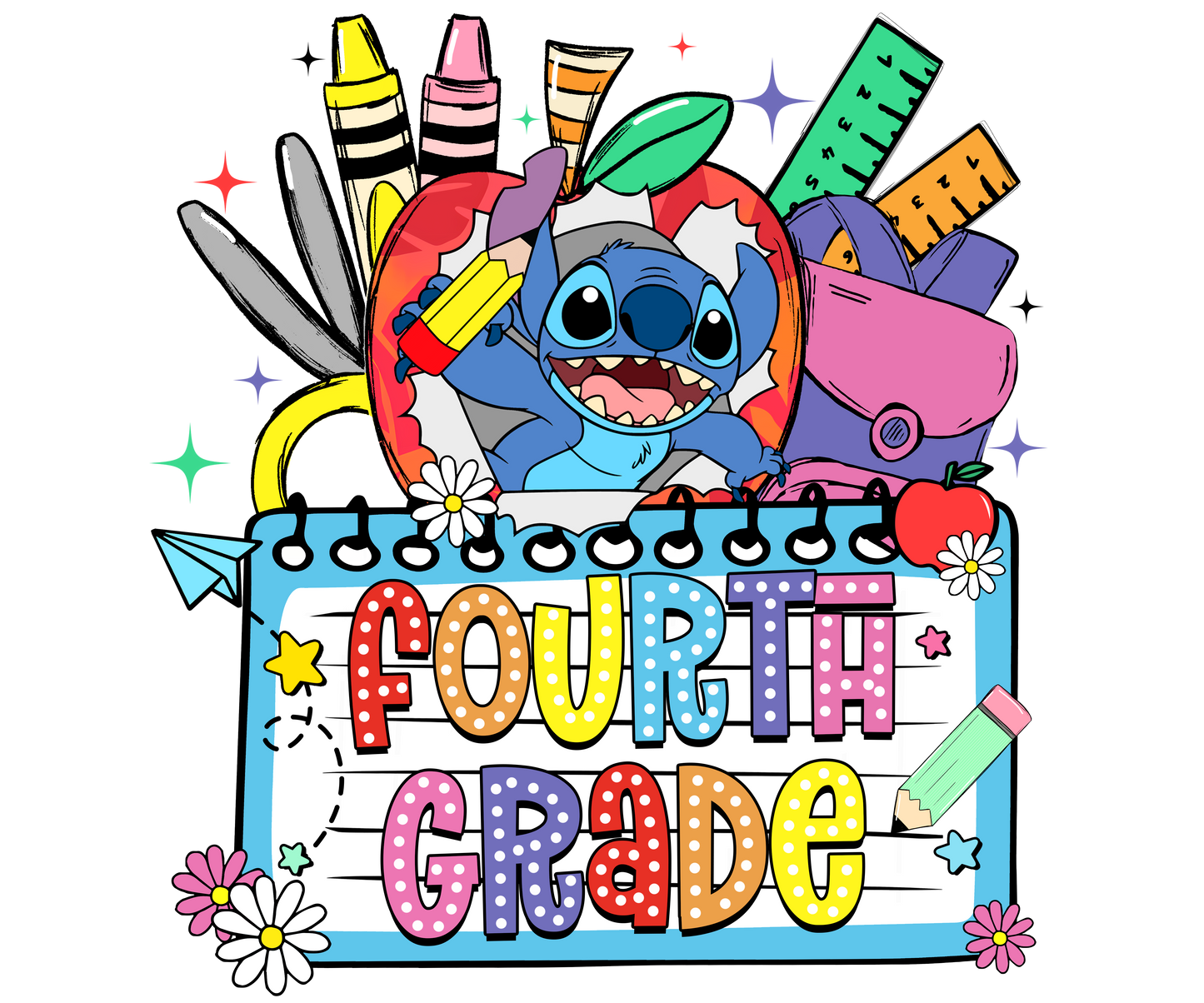 1001-Blue Alien Crayon Back to School Shirt
