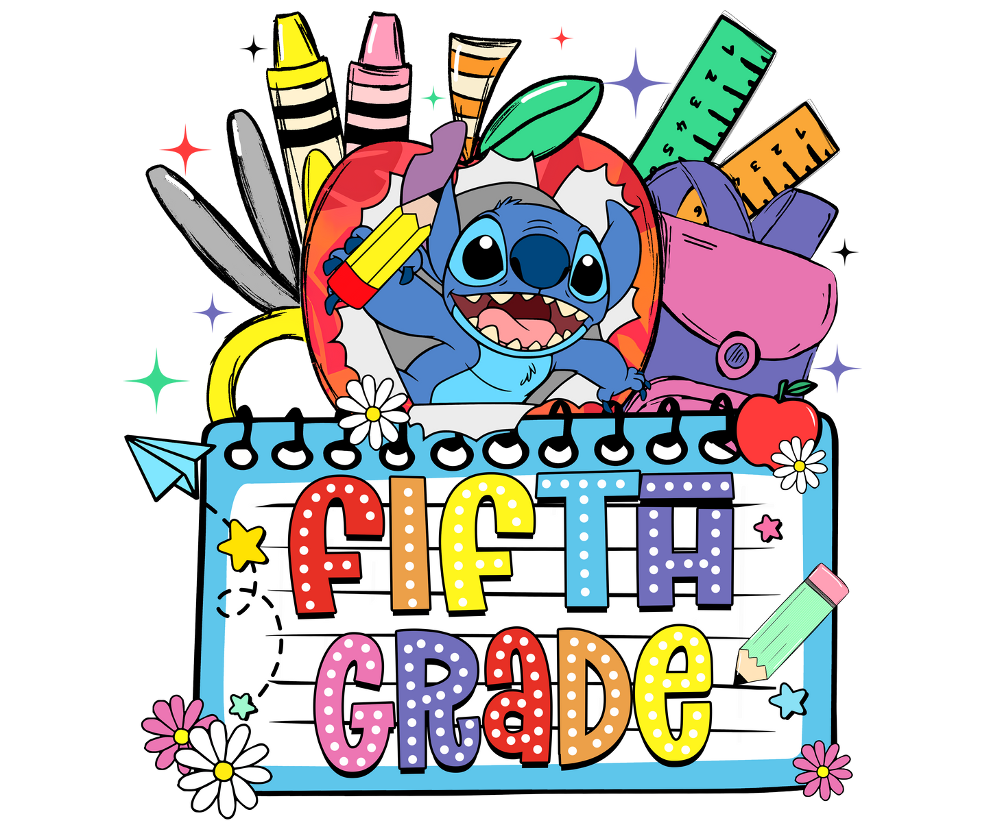 1001-Blue Alien Crayon Back to School Shirt