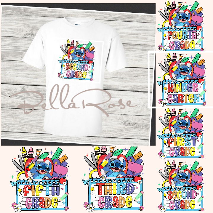1001-Blue Alien Crayon Back to School Shirt