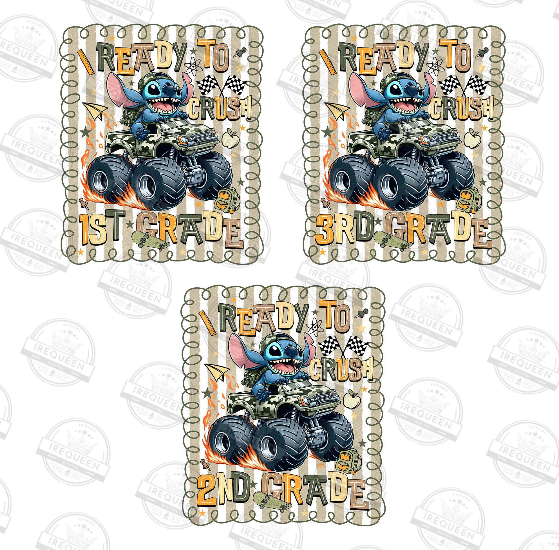 1027 - Blue Alien Back to School Moster Truck Brown