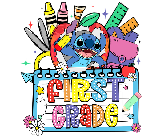 1001-Blue Alien Crayon Back to School Shirt
