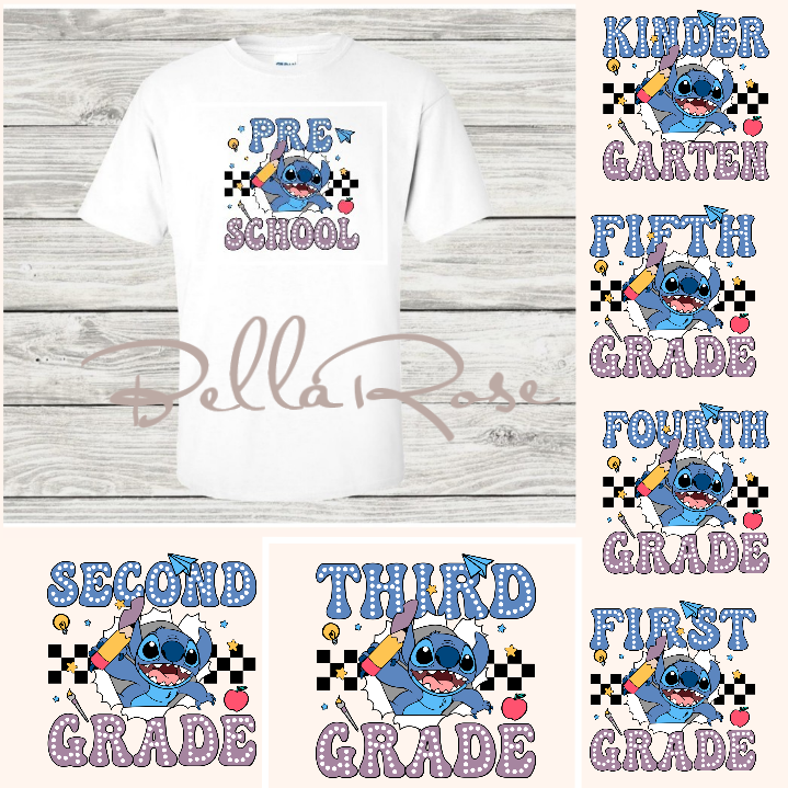 1002-Blue Alien Retro Back to School Shirt
