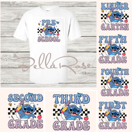 1002-Blue Alien Retro Back to School Shirt