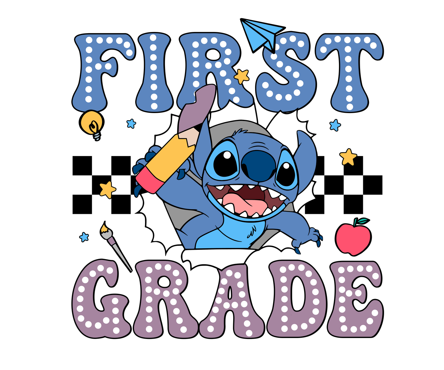 1002-Blue Alien Retro Back to School Shirt