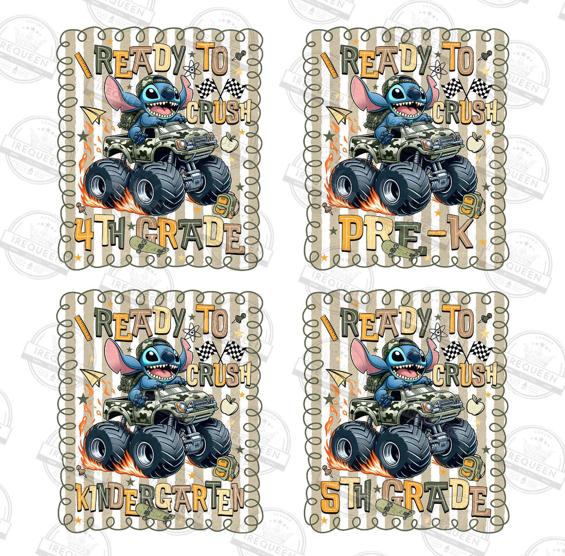 1027 - Blue Alien Back to School Moster Truck Brown