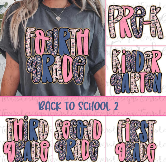 1009-Back to School Preppy Pink & Blue Bows