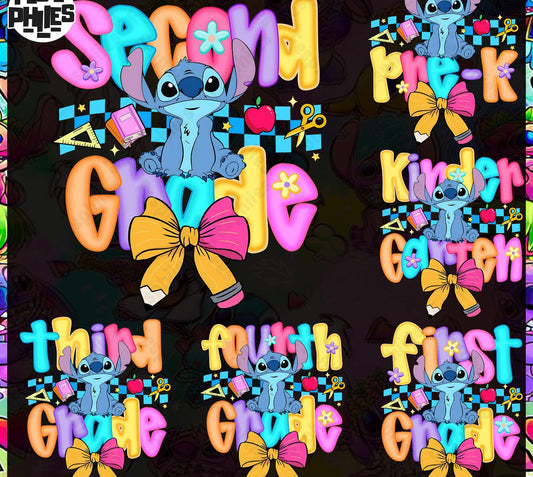 1016-Back to School Blue Alien with a Bow