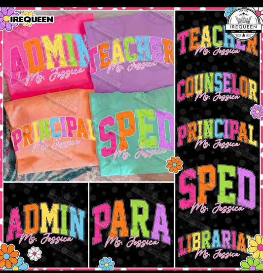 1018 - Back to School Staff Bright Rainbow