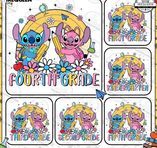 1020 - Blue and Pink Alien Floral Back to School