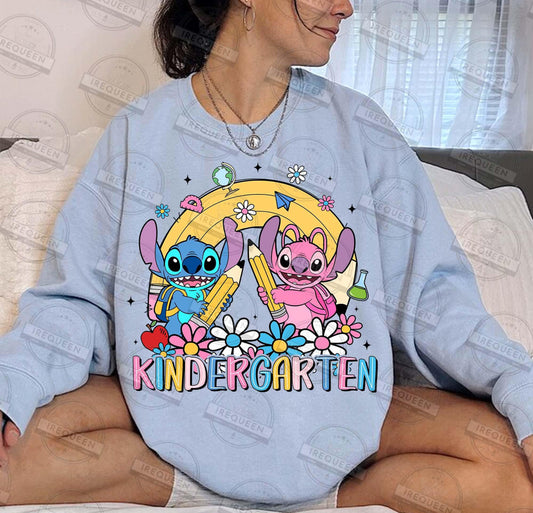 1020 - Blue and Pink Alien Floral Back to School